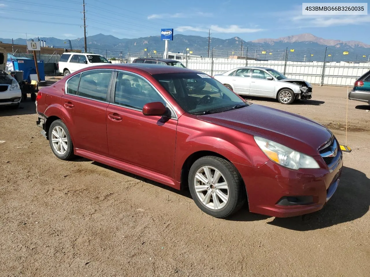 2011 Subaru Legacy 2.5I Premium VIN: 4S3BMBG66B3260035 Lot: 70518634