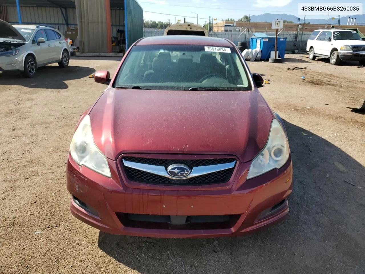 2011 Subaru Legacy 2.5I Premium VIN: 4S3BMBG66B3260035 Lot: 70518634