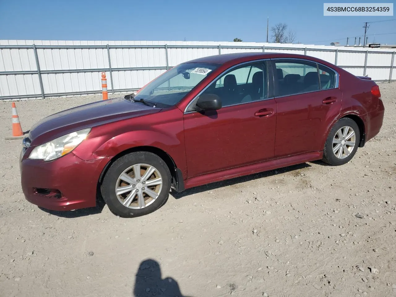 2011 Subaru Legacy 2.5I Premium VIN: 4S3BMCC68B3254359 Lot: 75399564