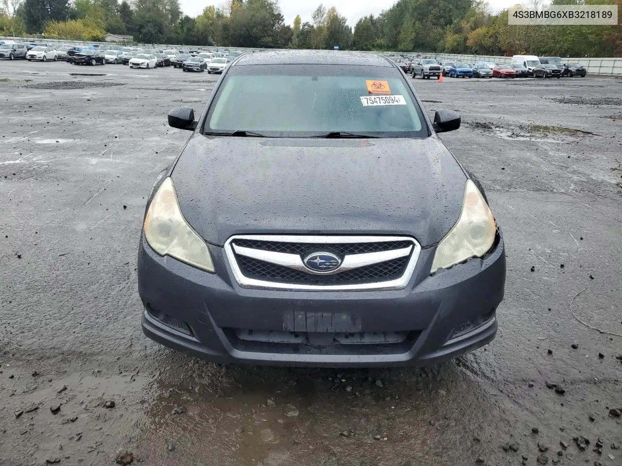 2011 Subaru Legacy 2.5I Premium VIN: 4S3BMBG6XB3218189 Lot: 75475094