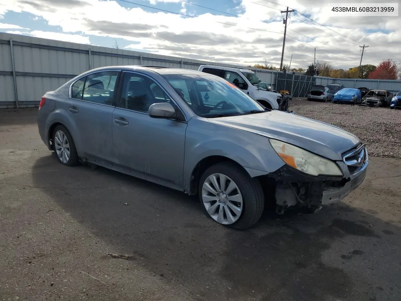 2011 Subaru Legacy 2.5I Limited VIN: 4S3BMBL60B3213959 Lot: 75928254