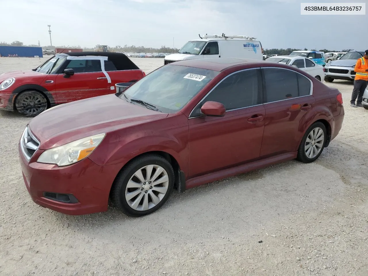 2011 Subaru Legacy 2.5I Limited VIN: 4S3BMBL64B3236757 Lot: 76537474