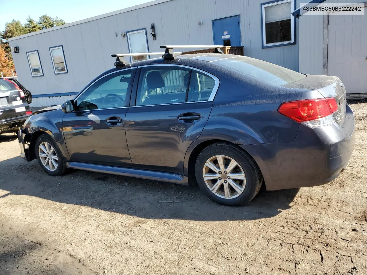 2011 Subaru Legacy 2.5I Premium VIN: 4S3BMBC60B3222242 Lot: 77062524