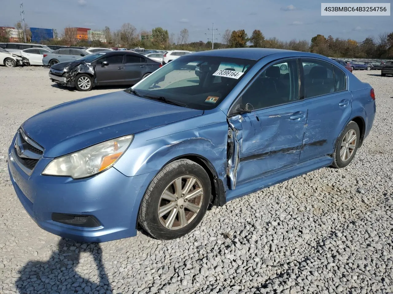 2011 Subaru Legacy 2.5I Premium VIN: 4S3BMBC64B3254756 Lot: 78399164