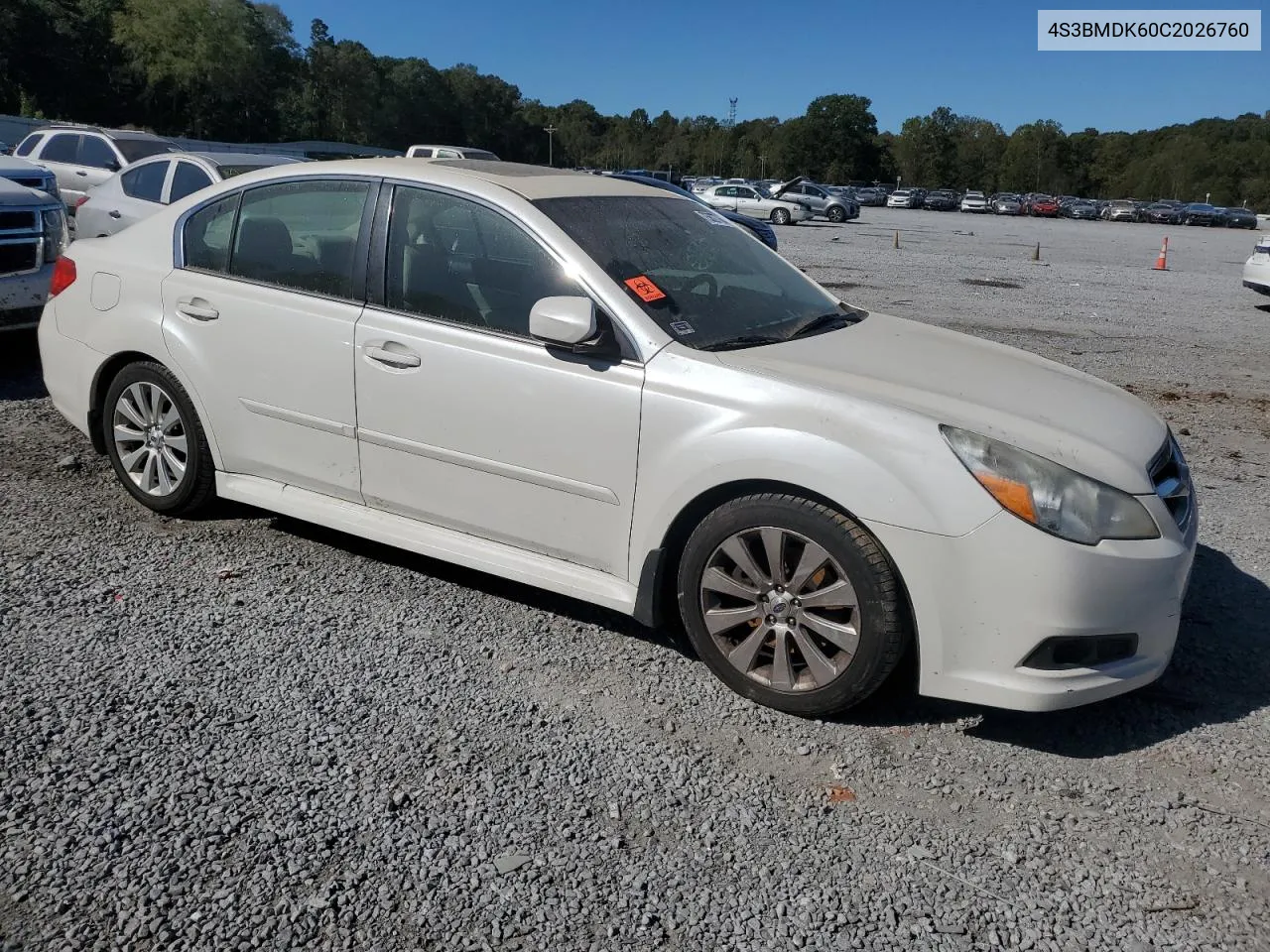 2012 Subaru Legacy 3.6R Limited VIN: 4S3BMDK60C2026760 Lot: 75627764