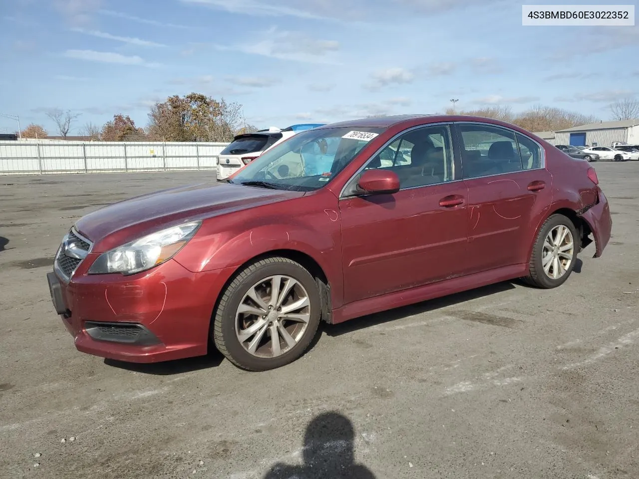 2014 Subaru Legacy 2.5I Premium VIN: 4S3BMBD60E3022352 Lot: 78916534