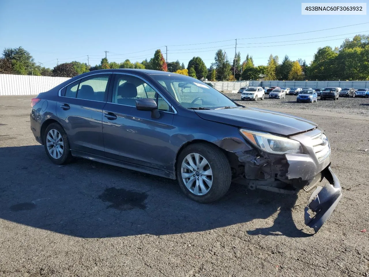 2015 Subaru Legacy 2.5I Premium VIN: 4S3BNAC60F3063932 Lot: 74376774