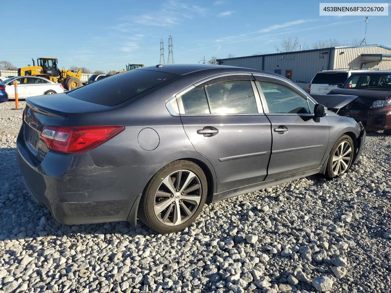 2015 Subaru Legacy 3.6R Limited VIN: 4S3BNEN68F3026700 Lot: 79449654