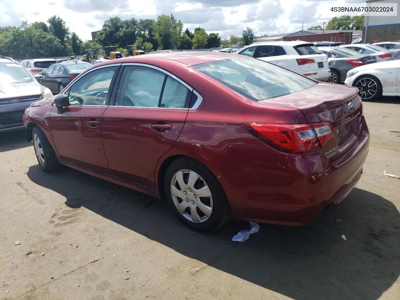 2016 Subaru Legacy 2.5I VIN: 4S3BNAA67G3022024 Lot: 66482454