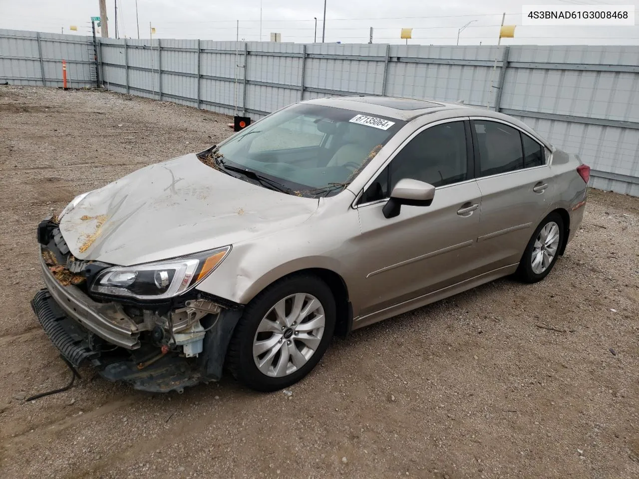 2016 Subaru Legacy 2.5I Premium VIN: 4S3BNAD61G3008468 Lot: 67135064