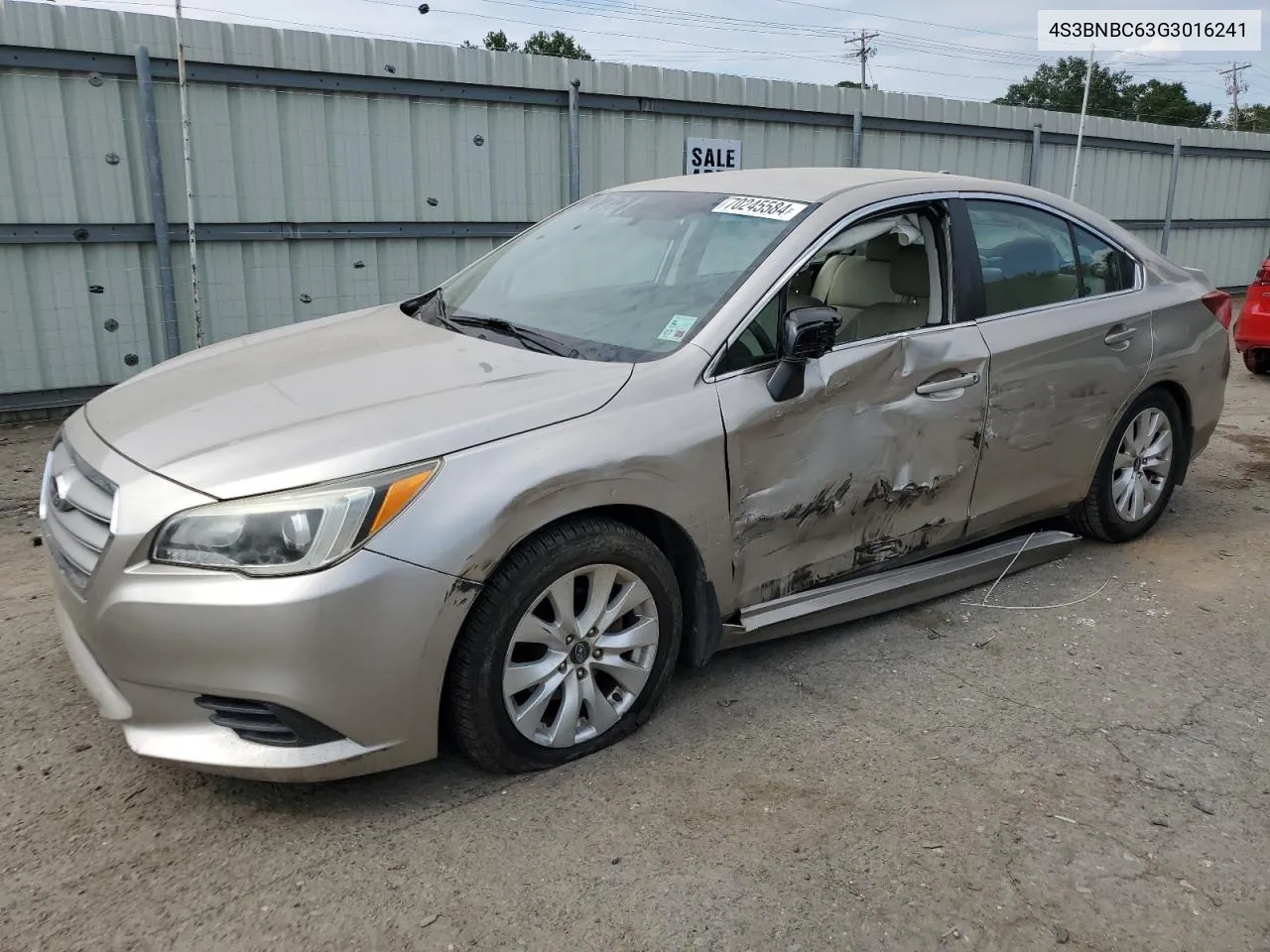 2016 Subaru Legacy 2.5I Premium VIN: 4S3BNBC63G3016241 Lot: 70245584