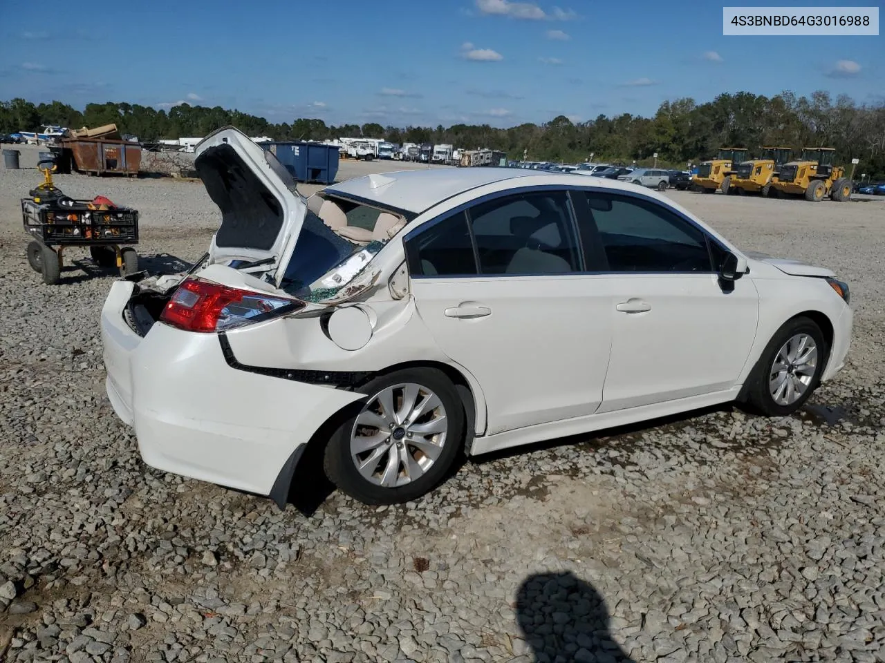 2016 Subaru Legacy 2.5I Premium VIN: 4S3BNBD64G3016988 Lot: 77938974