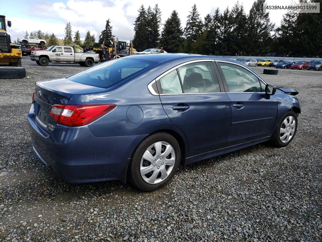 2017 Subaru Legacy 2.5I VIN: 4S3BNAA66H3034599 Lot: 52934944