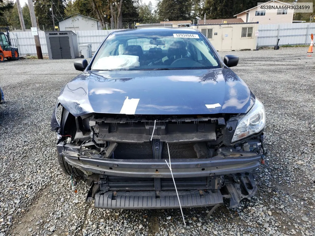 2017 Subaru Legacy 2.5I VIN: 4S3BNAA66H3034599 Lot: 52934944