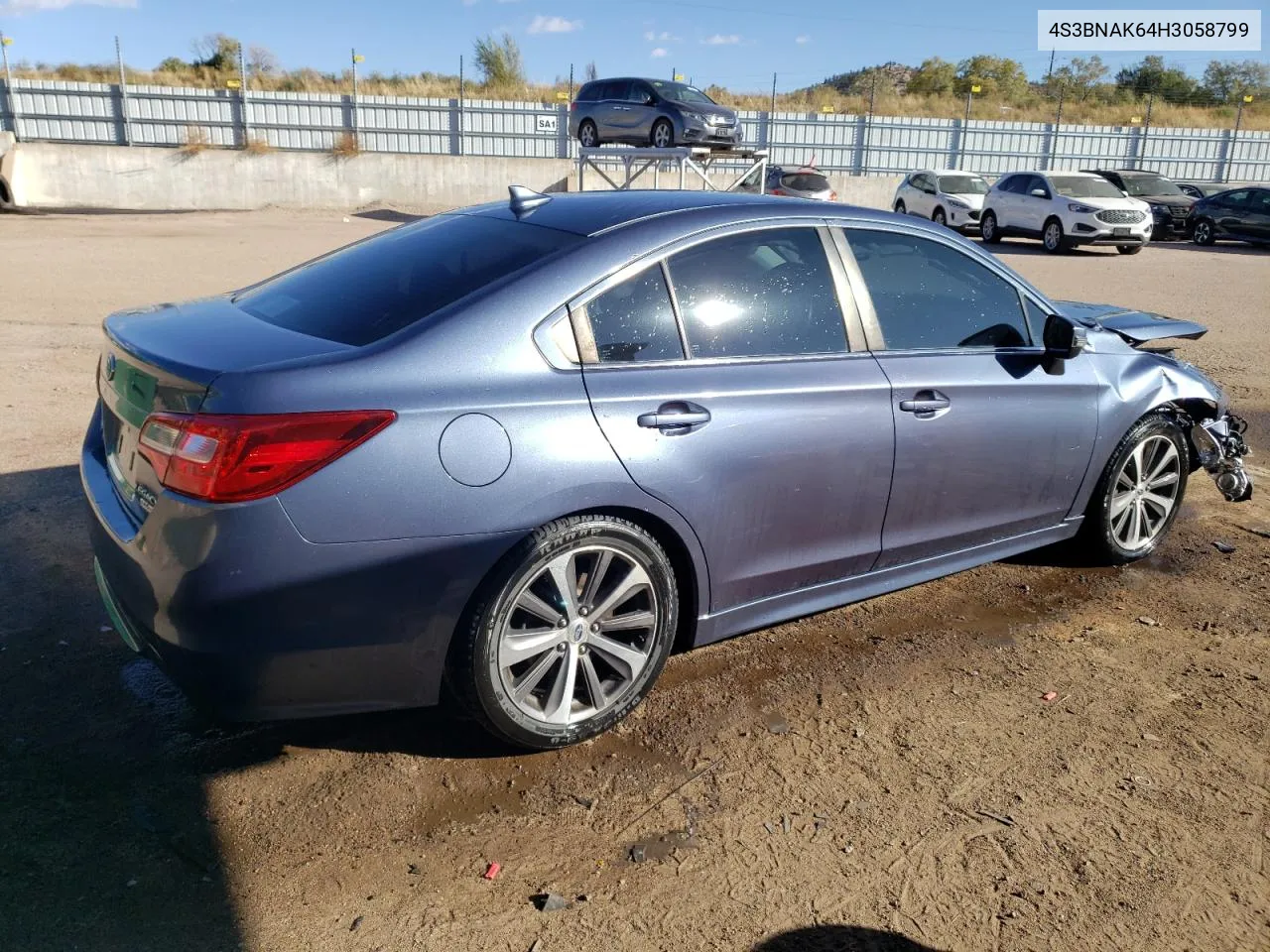 2017 Subaru Legacy 2.5I Limited VIN: 4S3BNAK64H3058799 Lot: 77321874