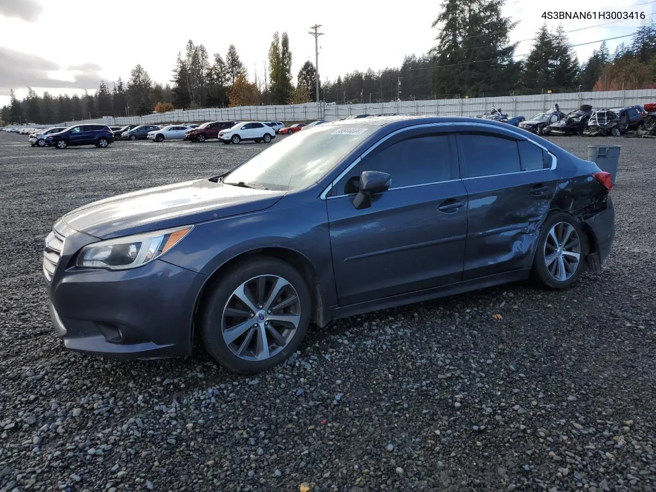 2017 Subaru Legacy 2.5I Limited VIN: 4S3BNAN61H3003416 Lot: 78944034