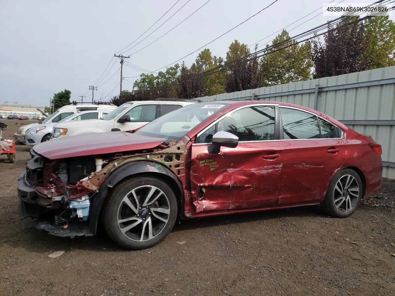 4S3BNAS69K3026826 2019 Subaru Legacy Sport