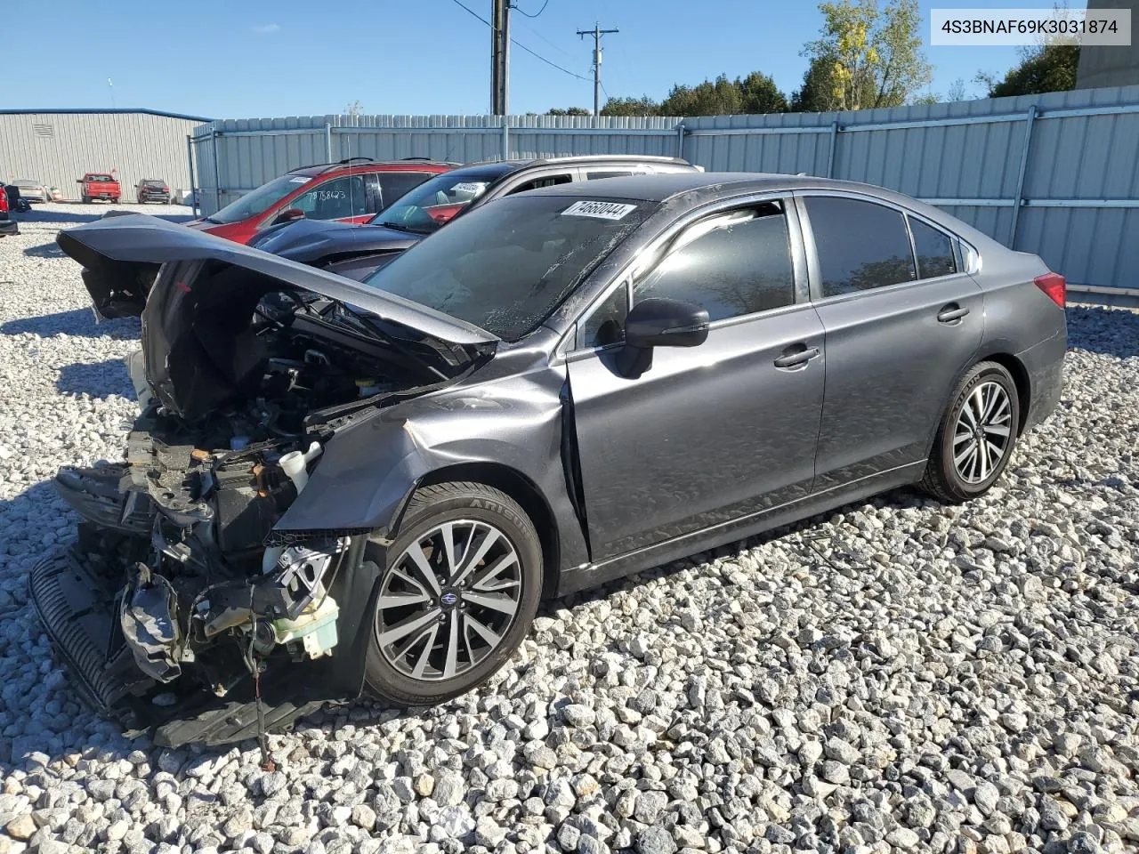 2019 Subaru Legacy 2.5I Premium VIN: 4S3BNAF69K3031874 Lot: 74660044