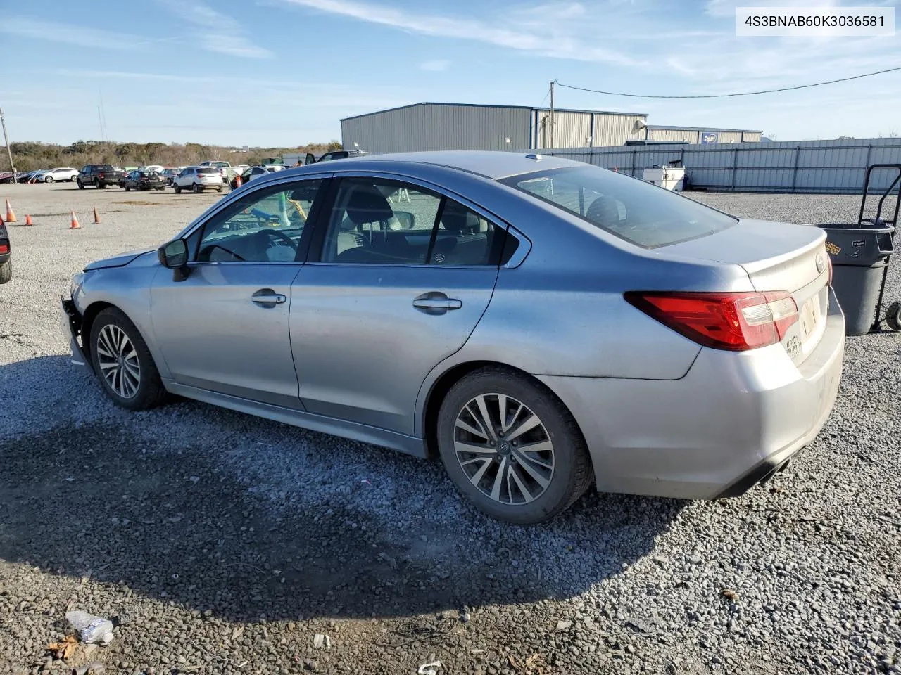 2019 Subaru Legacy 2.5I VIN: 4S3BNAB60K3036581 Lot: 80202254