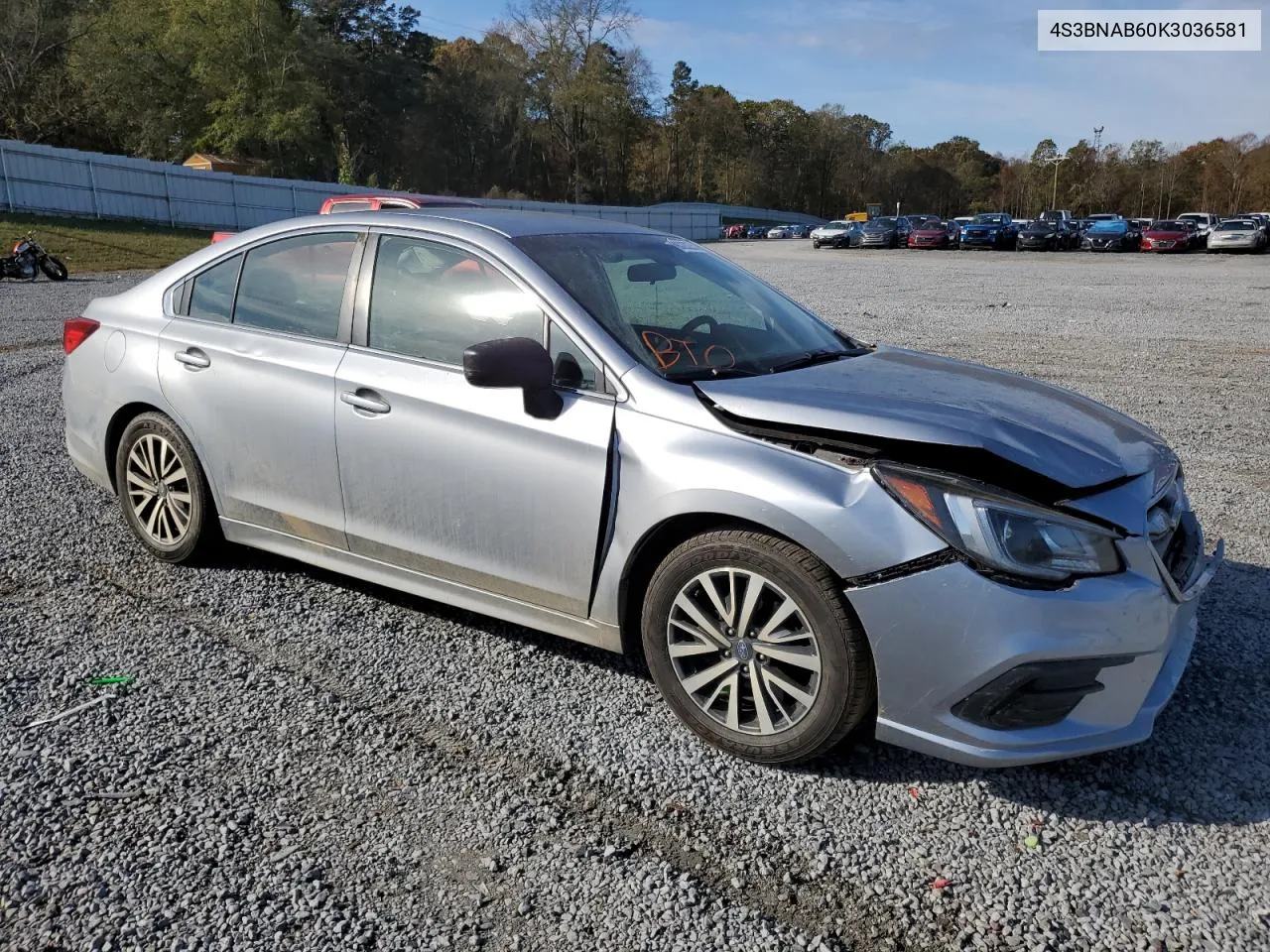 2019 Subaru Legacy 2.5I VIN: 4S3BNAB60K3036581 Lot: 80202254