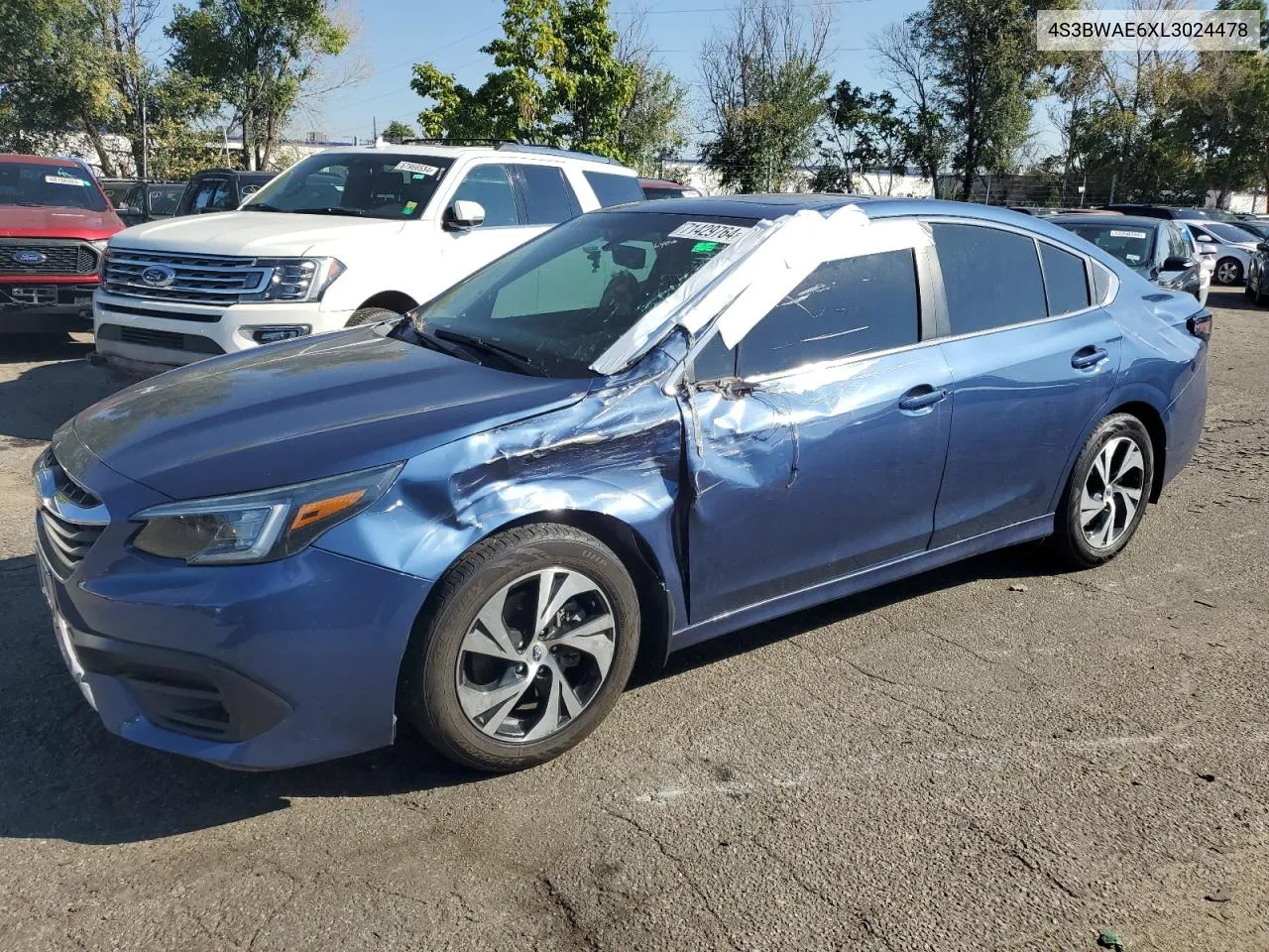 2020 Subaru Legacy Premium VIN: 4S3BWAE6XL3024478 Lot: 71429764