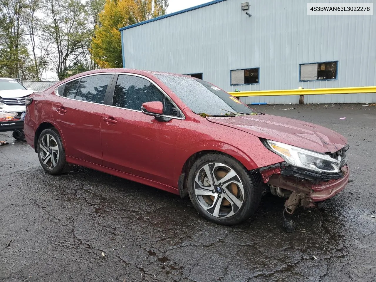 2020 Subaru Legacy Limited VIN: 4S3BWAN63L3022278 Lot: 78326784