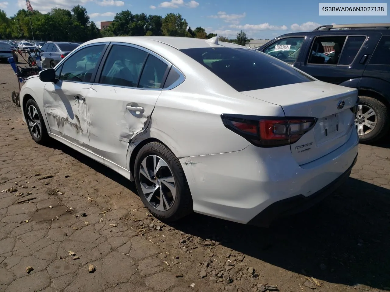 2022 Subaru Legacy Premium VIN: 4S3BWAD66N3027138 Lot: 70633524