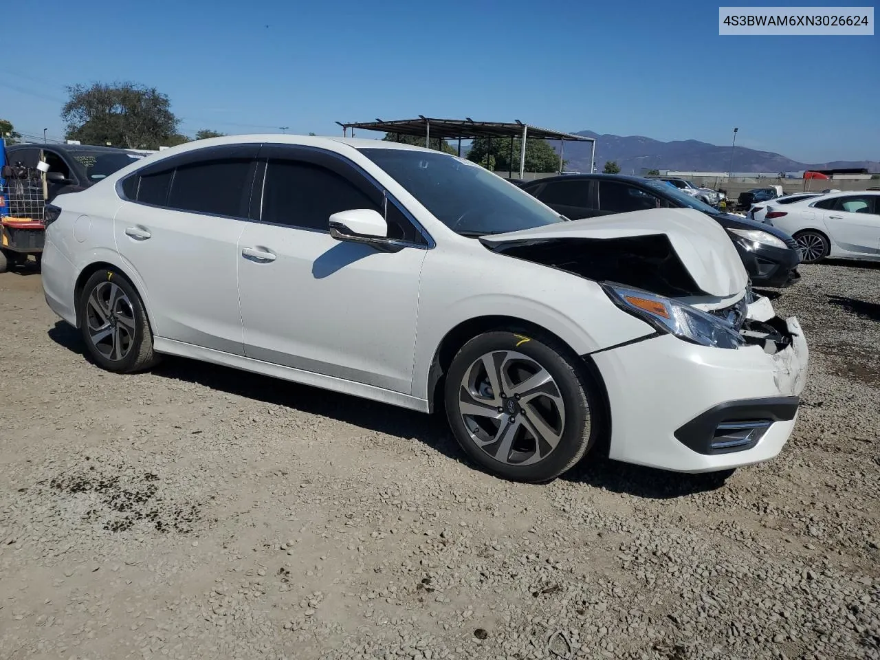 2022 Subaru Legacy Limited VIN: 4S3BWAM6XN3026624 Lot: 75857234