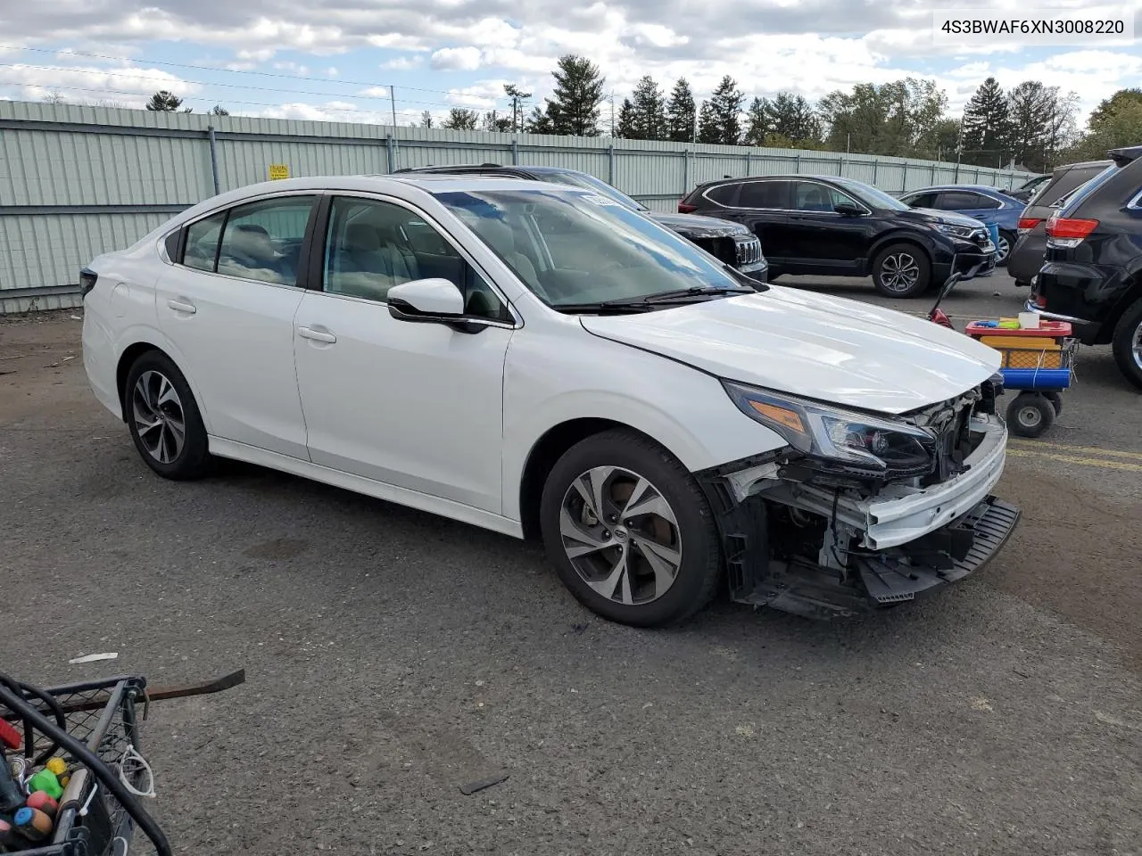 2022 Subaru Legacy Premium VIN: 4S3BWAF6XN3008220 Lot: 76251454