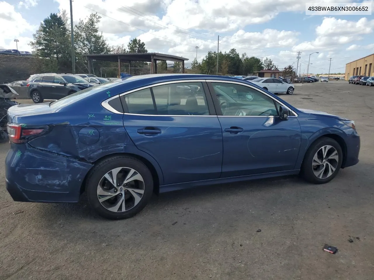 2022 Subaru Legacy VIN: 4S3BWAB6XN3006652 Lot: 78591954