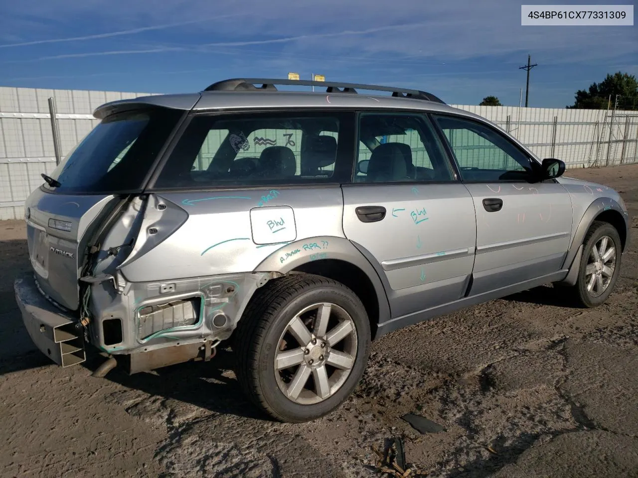 2007 Subaru Outback Outback 2.5I VIN: 4S4BP61CX77331309 Lot: 72822554