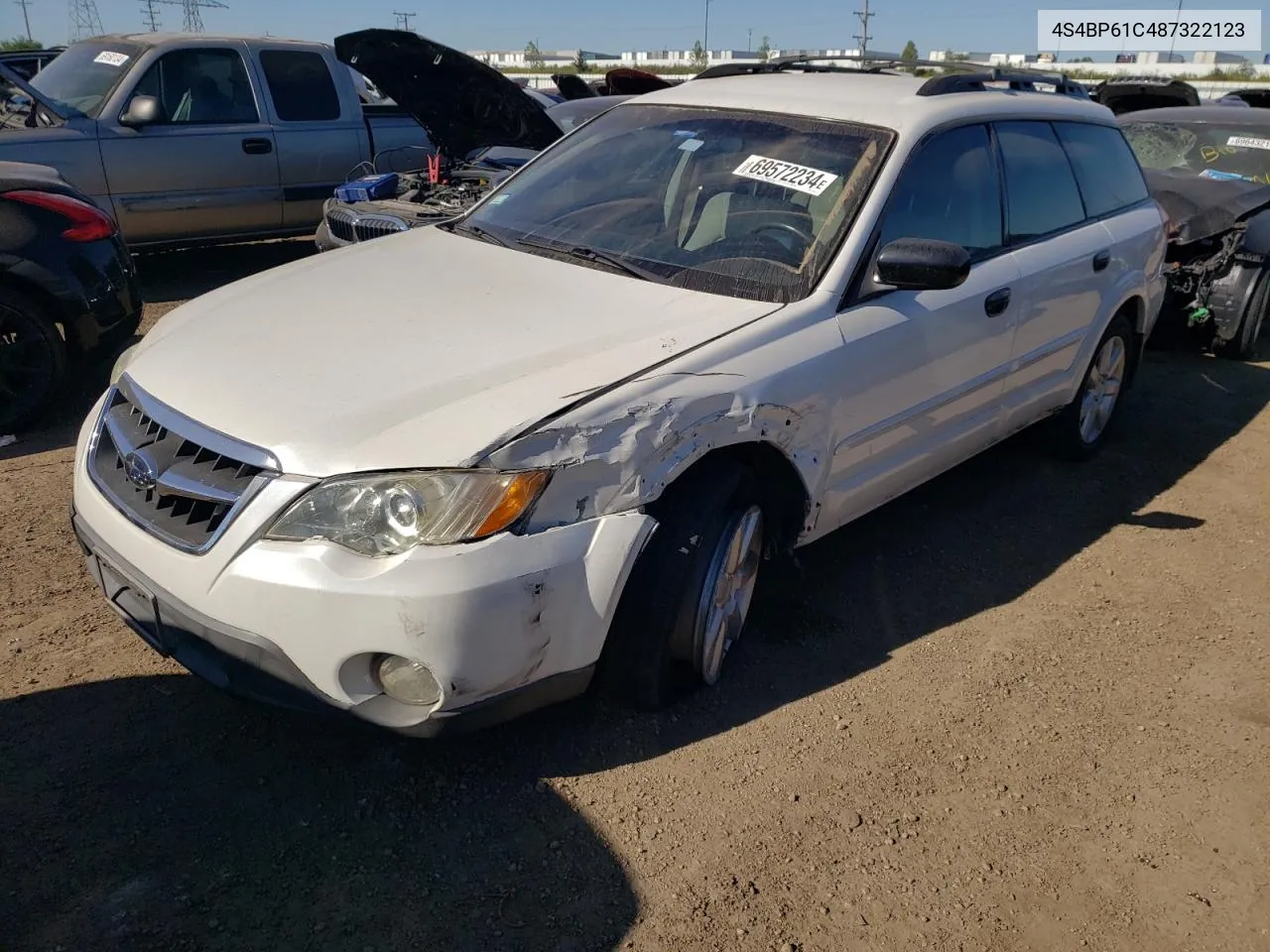 2008 Subaru Outback 2.5I VIN: 4S4BP61C487322123 Lot: 69572234