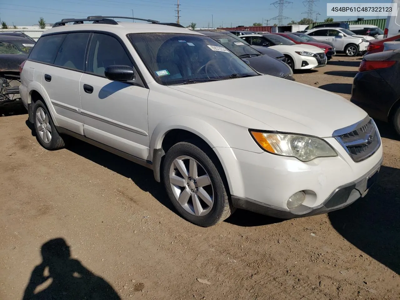 2008 Subaru Outback 2.5I VIN: 4S4BP61C487322123 Lot: 69572234