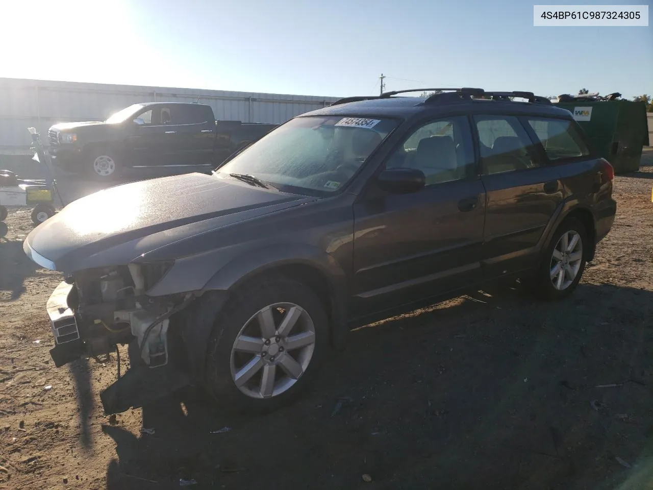 2008 Subaru Outback 2.5I VIN: 4S4BP61C987324305 Lot: 74574354