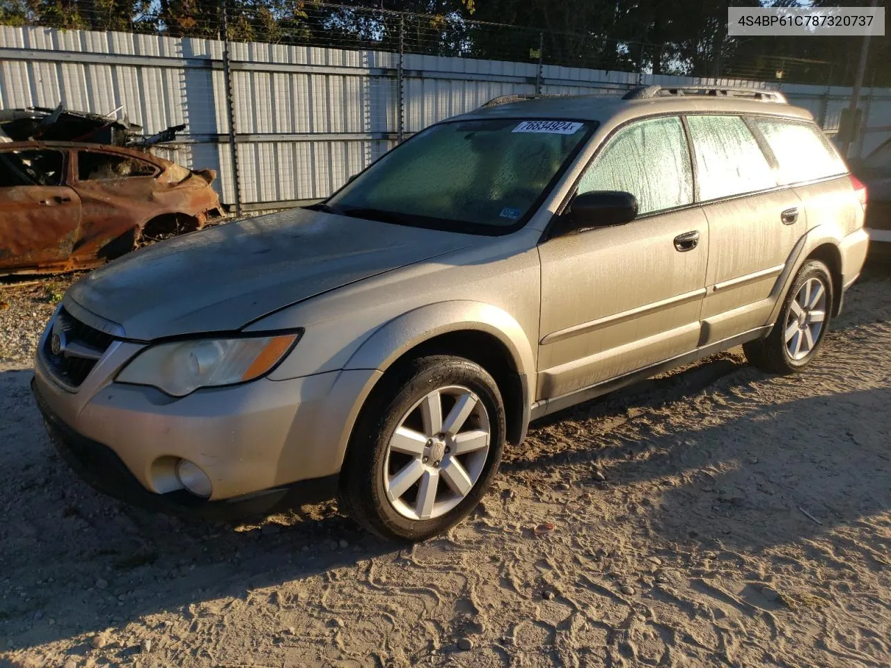 2008 Subaru Outback 2.5I VIN: 4S4BP61C787320737 Lot: 76834924