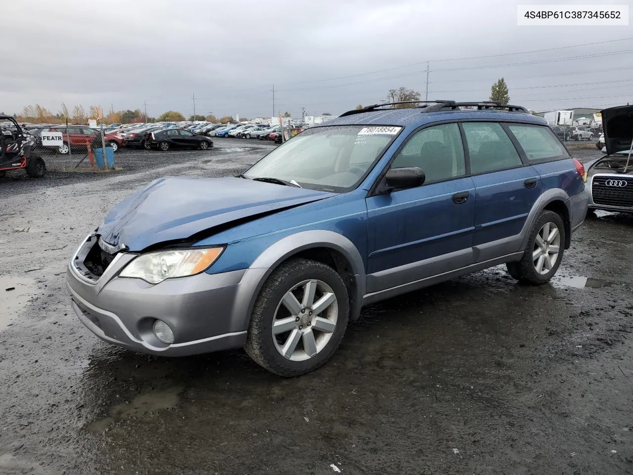 2008 Subaru Outback 2.5I VIN: 4S4BP61C387345652 Lot: 78018854