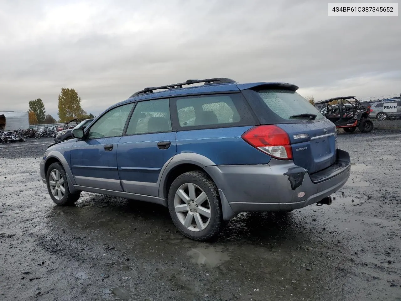 2008 Subaru Outback 2.5I VIN: 4S4BP61C387345652 Lot: 78018854