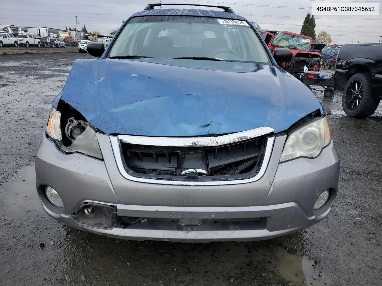 2008 Subaru Outback 2.5I VIN: 4S4BP61C387345652 Lot: 78018854