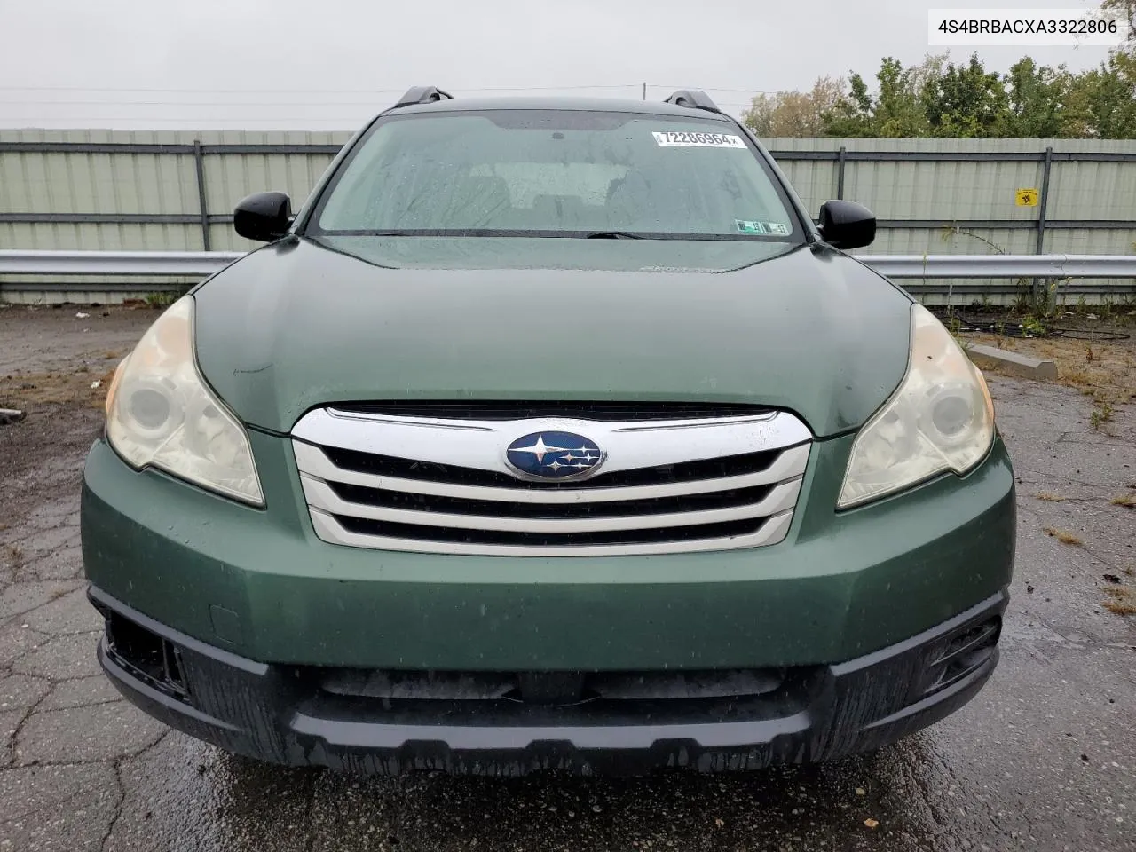 2010 Subaru Outback 2.5I VIN: 4S4BRBACXA3322806 Lot: 72286964