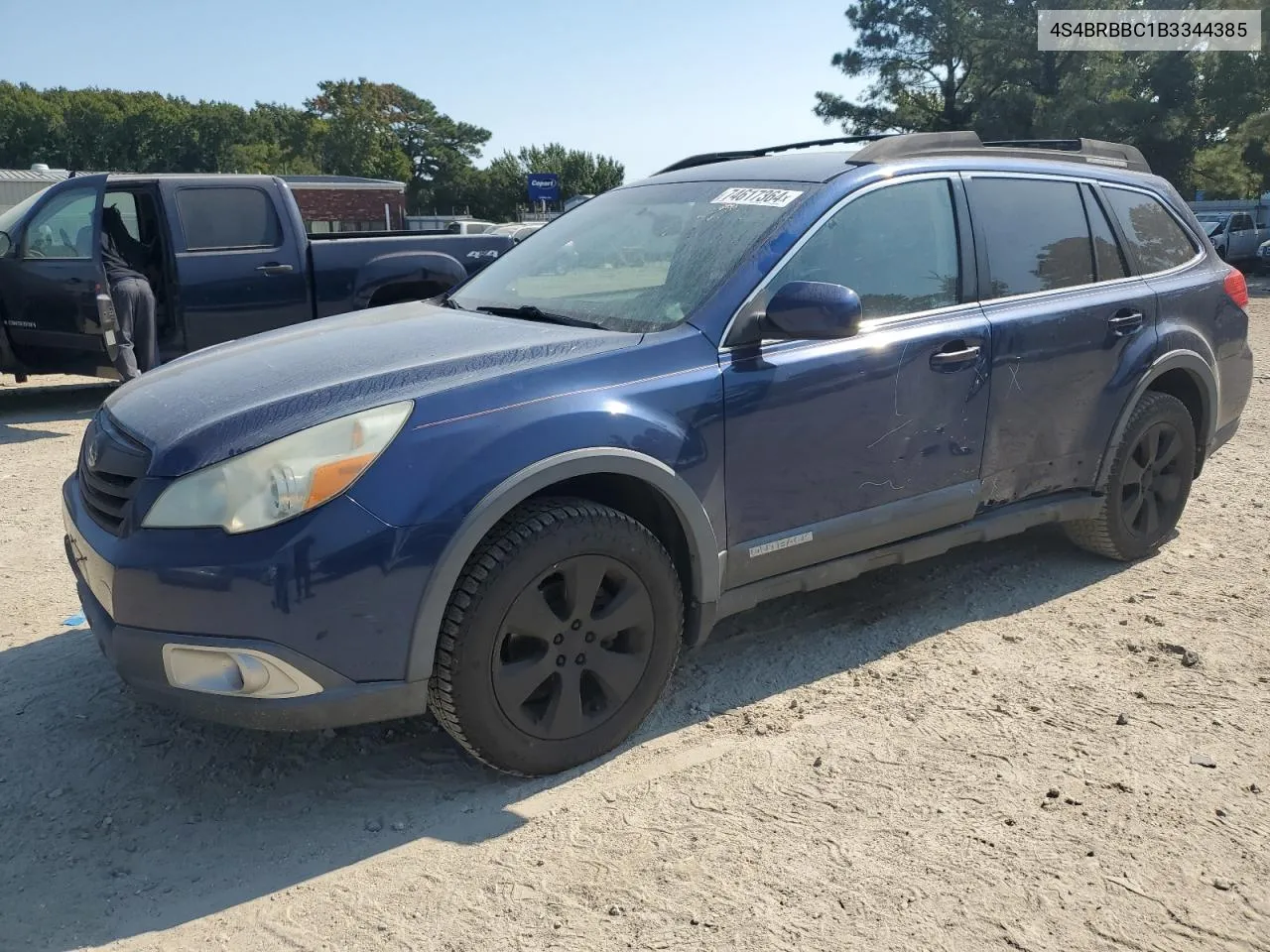 2011 Subaru Outback 2.5I Premium VIN: 4S4BRBBC1B3344385 Lot: 74617364