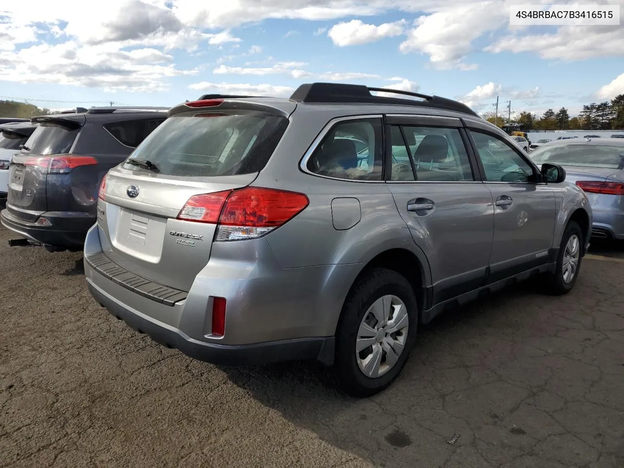 2011 Subaru Outback 2.5I VIN: 4S4BRBAC7B3416515 Lot: 75524754