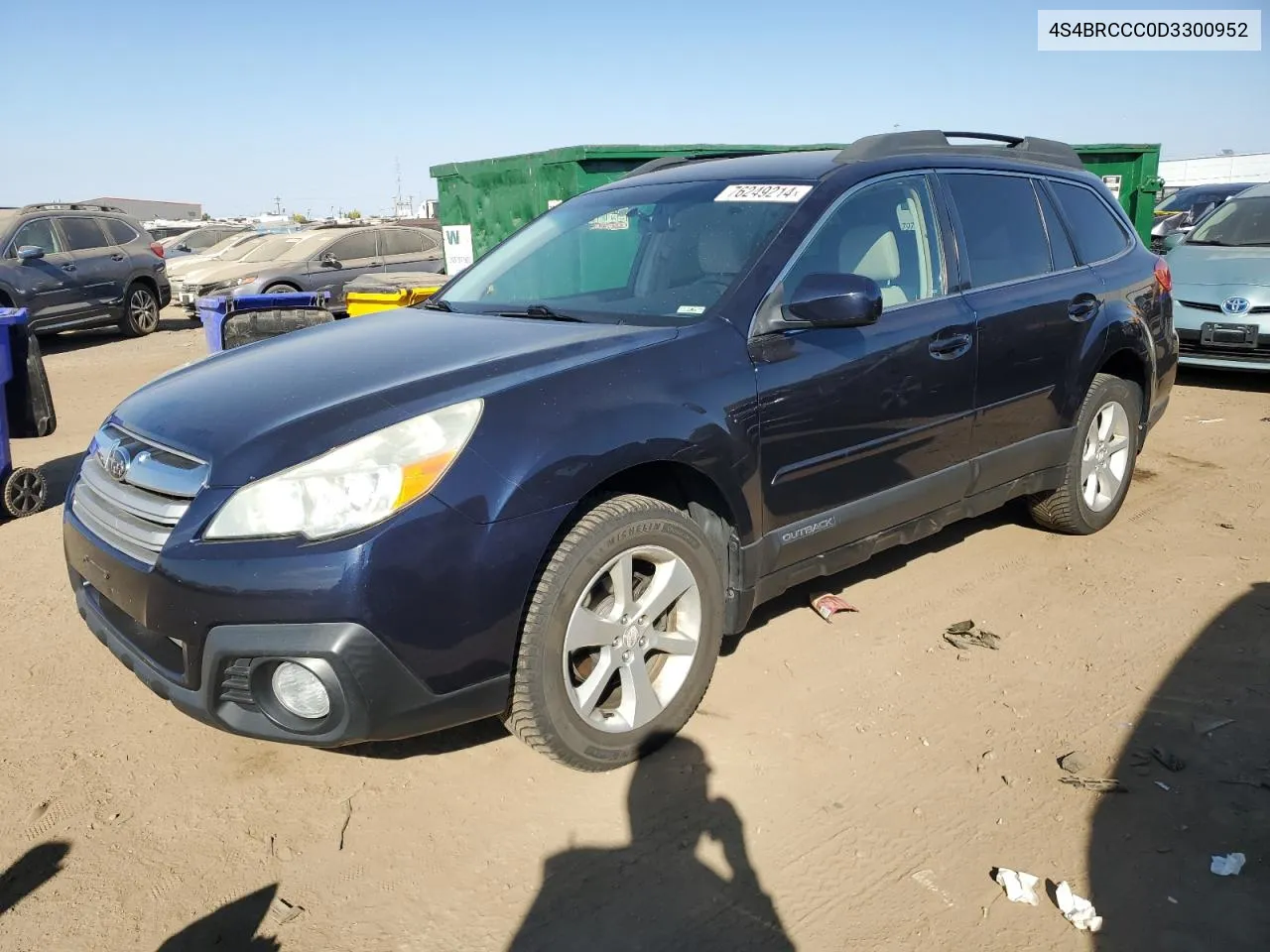 2013 Subaru Outback 2.5I Premium VIN: 4S4BRCCC0D3300952 Lot: 76249214