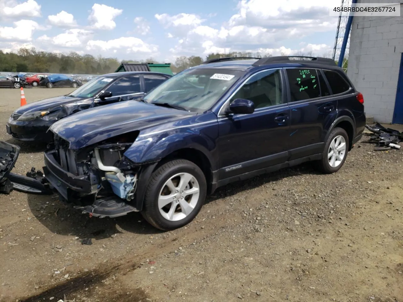 2014 Subaru Outback 2.5I Premium VIN: 4S4BRBDC4E3267724 Lot: 51432494