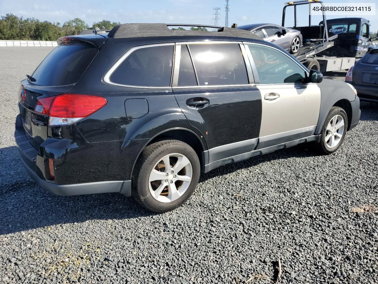 2014 Subaru Outback 2.5I Premium VIN: 4S4BRBDC0E3214115 Lot: 75801884