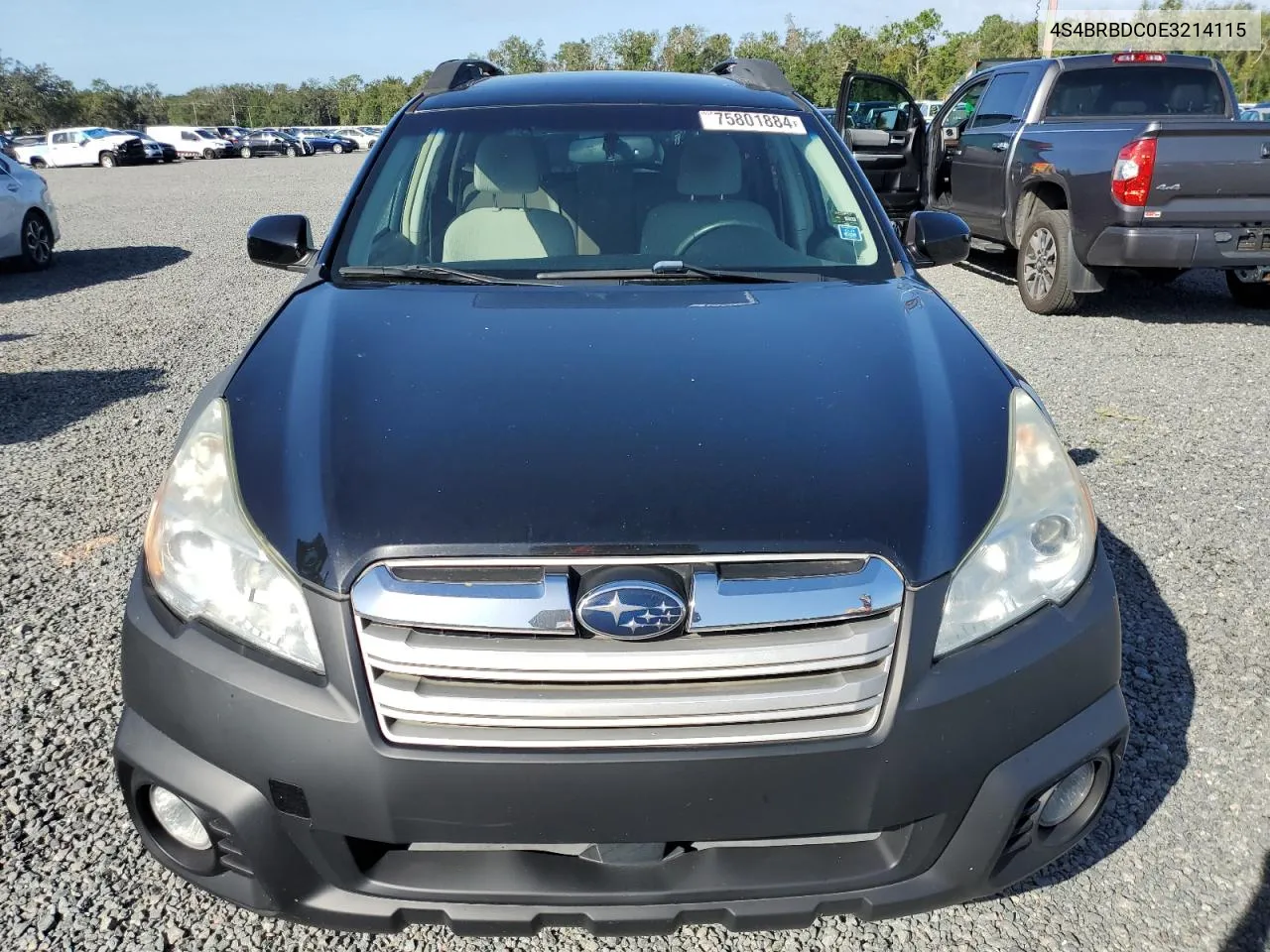 2014 Subaru Outback 2.5I Premium VIN: 4S4BRBDC0E3214115 Lot: 75801884