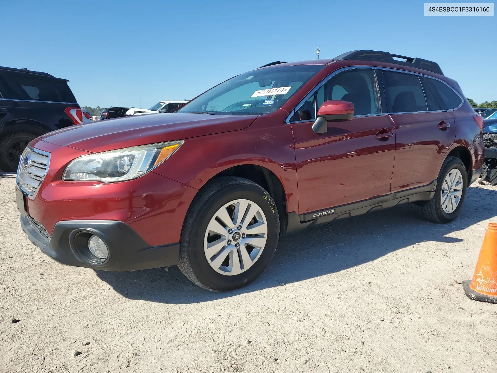 2015 Subaru Outback 2.5I Premium VIN: 4S4BSBCC1F3316160 Lot: 57704174