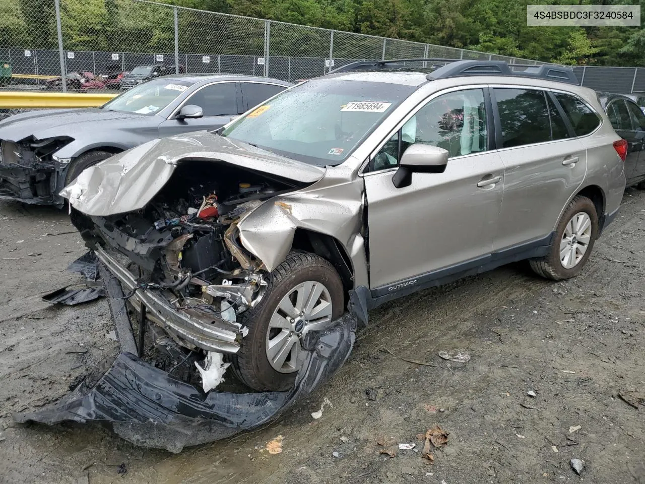 2015 Subaru Outback 2.5I Premium VIN: 4S4BSBDC3F3240584 Lot: 71985694