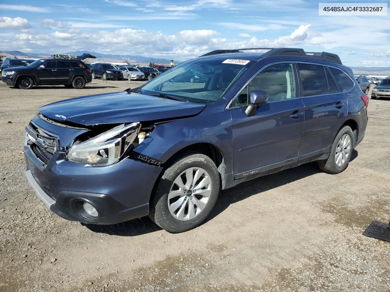 2015 Subaru Outback 2.5I Limited VIN: 4S4BSAJC4F3332687 Lot: 72013954