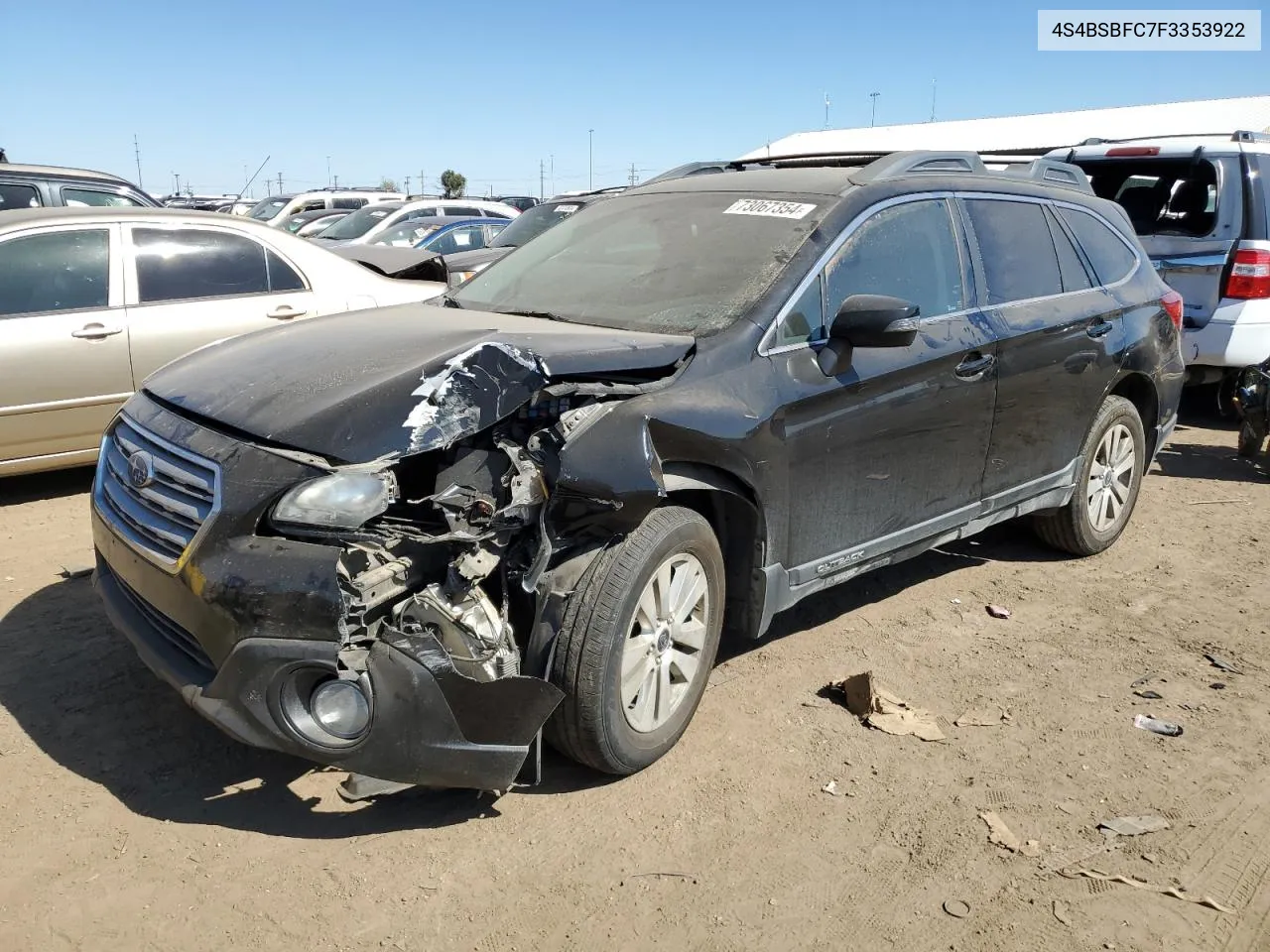 2015 Subaru Outback 2.5I Premium VIN: 4S4BSBFC7F3353922 Lot: 73067354