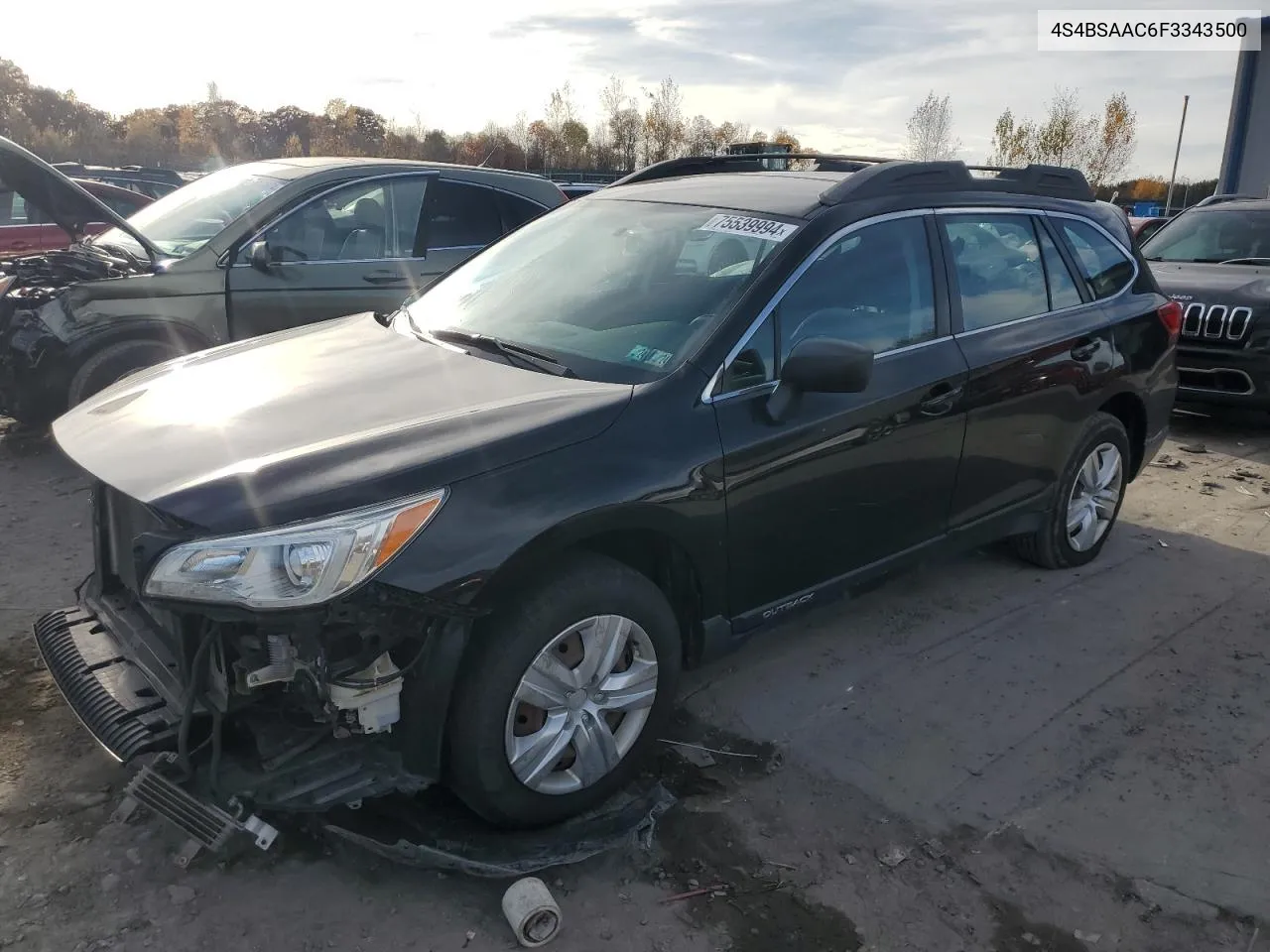 2015 Subaru Outback 2.5I VIN: 4S4BSAAC6F3343500 Lot: 75539994